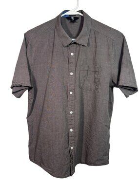 Volcom Men's Size M Cocoa Brown Short Sleeve Button-Up Shirt